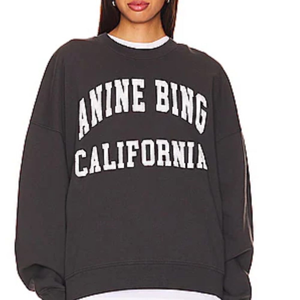 Anine Bing Charcoal Gray Crew Neck Sweater